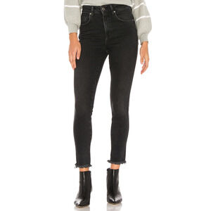 $93 We the Free People High Rise Riker Black Denim Jegging Jeans 25 NEW